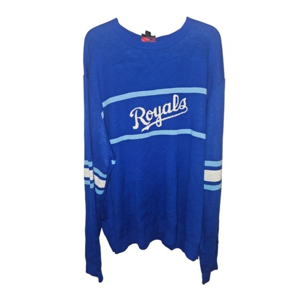 Kansas‎ City Royals MLB Baseball Crew Neck Sweater Blue White Men's 2XL (O21)